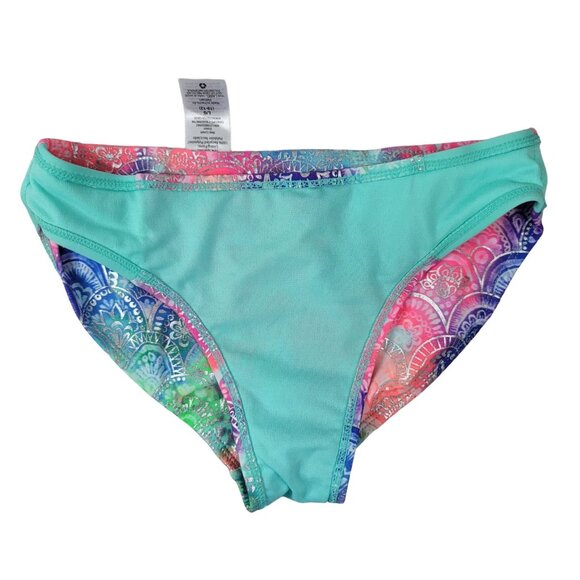 2/$15 Wonder Nation Girls Swimsuit Pink Green SZ 10 Large Silver 2 Piece Ruffle - Picture 10 of 13
